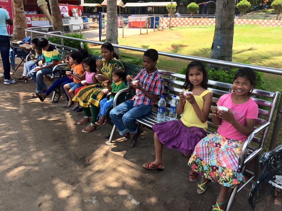 ice cream on bench